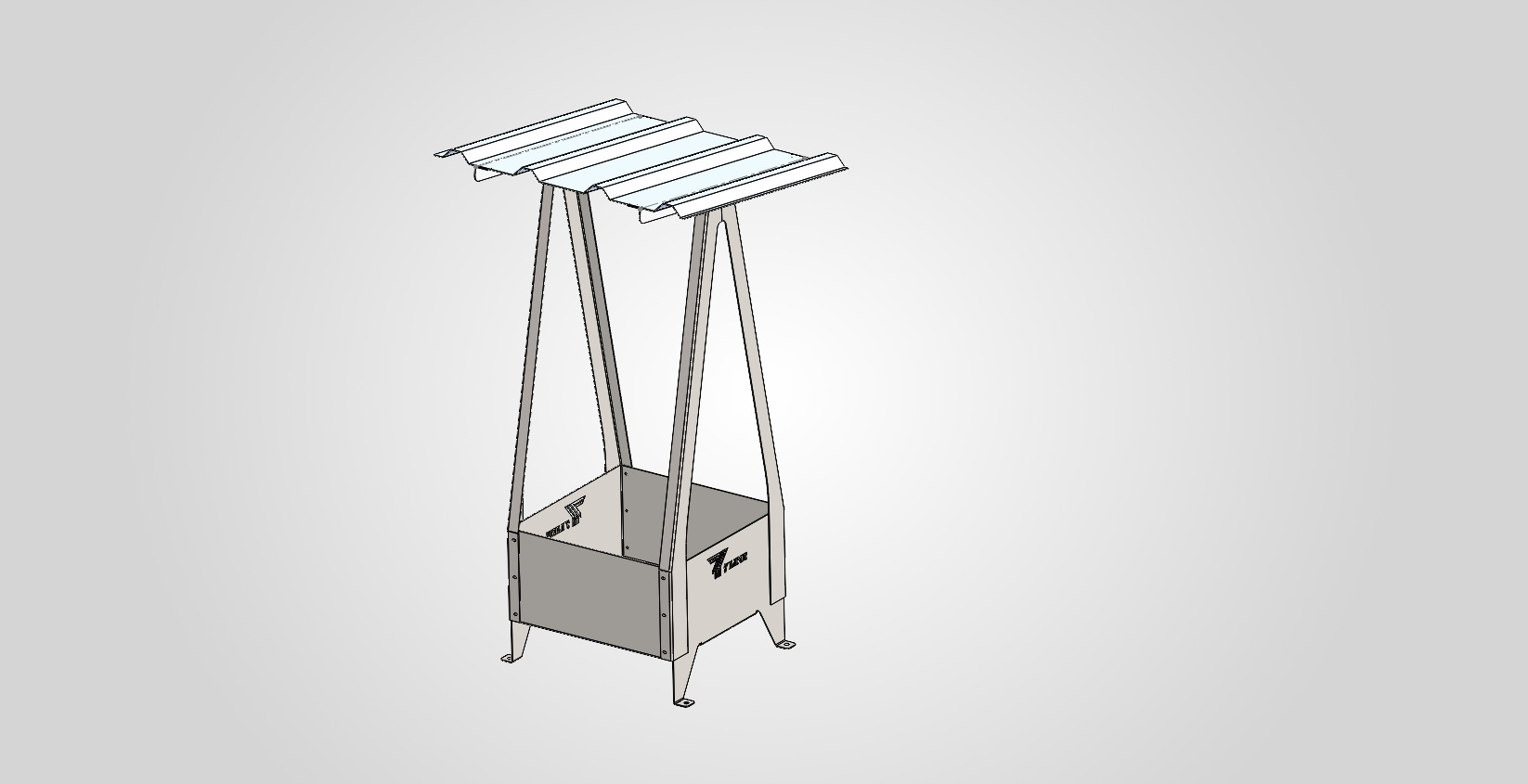 Design render of the Go Feeder mineral and corn feeder with a covered roof panel